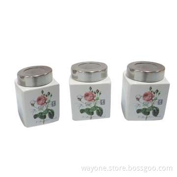 Stoneware Storage Jar with Decal Printing Craft, Dishwasher Safe